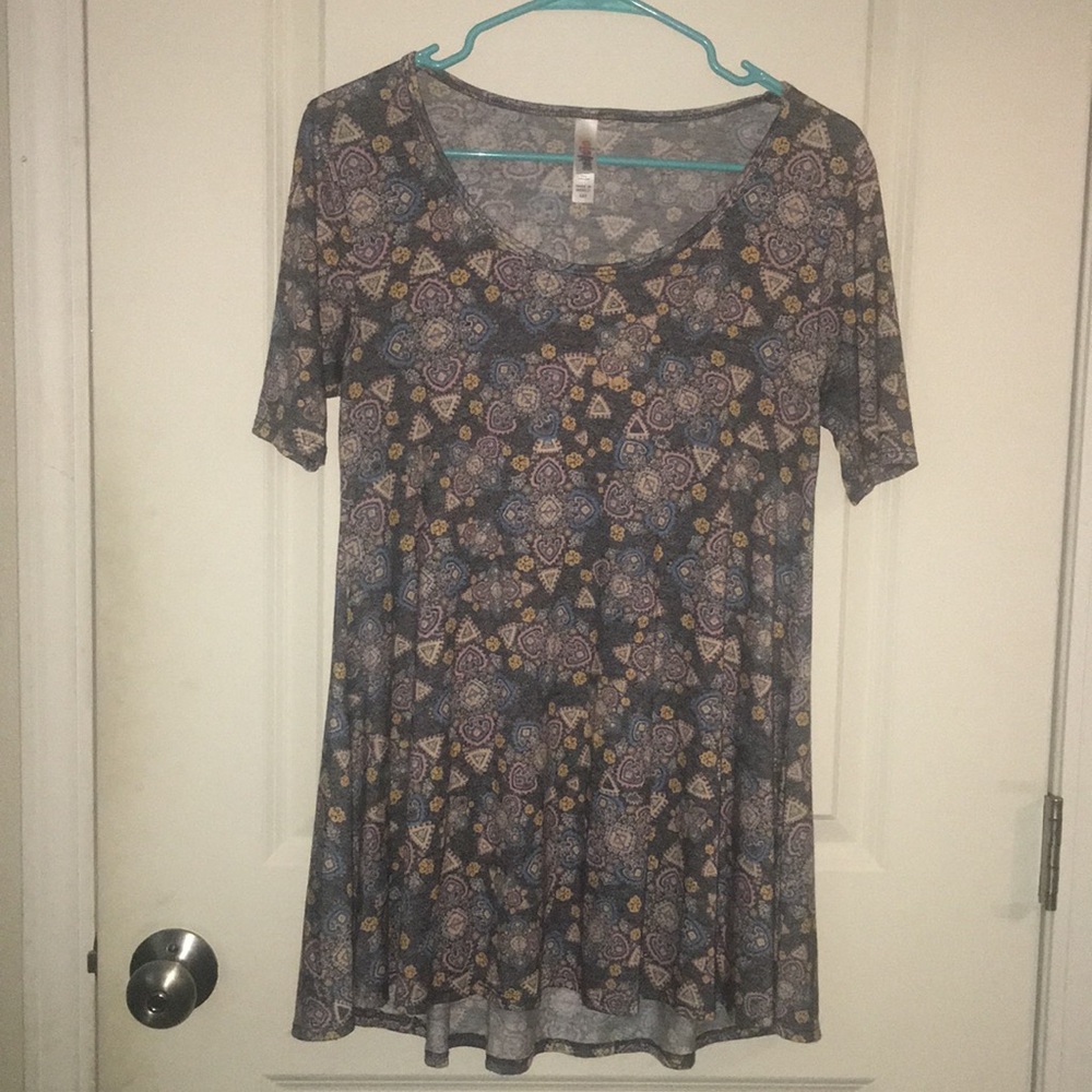 LuLaRoe. XXS Perfect T. Charcoal/Pink/Blue/Yellow